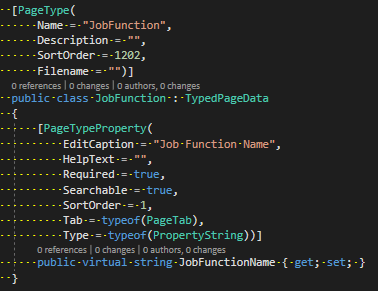 Page type - job function